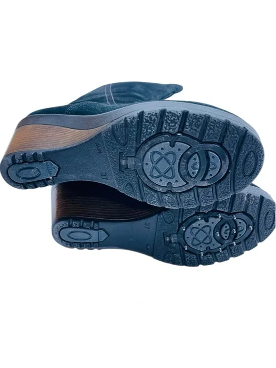 Black Suede Platform Wedge Knee High Women's Boots 37 Built-in crampons - Picture 2 of 8